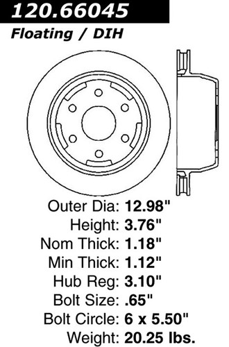 Premium Brake Rotor for 2000-2014 Cadillac/Chevrolet/GMC (Escalade, Avalanche 1500, Express 1500, Silverado 1500) 120.66045