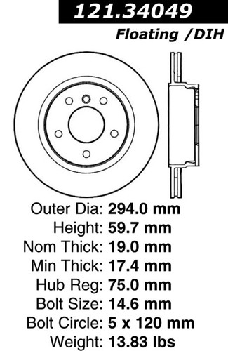 C-Tek Standard Brake Rotor for 1999-2006 BMW (323i, 325Ci, 325i, 328Ci) 121.34049