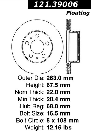 C-Tek Standard Brake Rotor for 1975-1993 Volvo (240, 242, 244, 245) 121.39006