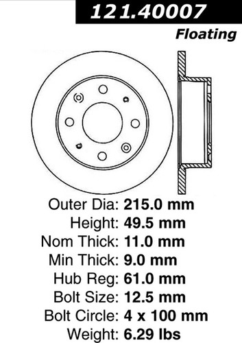 C-Tek Standard Brake Rotor for 1980-1983 Honda (Civic) 121.40007
