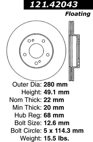 C-Tek Standard Brake Rotor for 1989-1999 INFINITI/Nissan (I30, Maxima) 121.42043