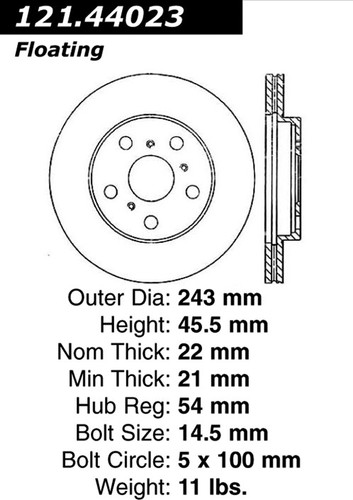 C-Tek Standard Brake Rotor for 1983-1986 Toyota (Camry) 121.44023