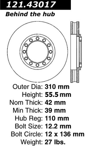 C-Tek Standard Brake Rotor for 1997-1999 Chevrolet/GMC/Isuzu (W4500 Tiltmaster, W4500 Forward, NQR, NPR-HD) 121.43017