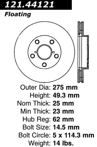 C-Tek Standard Brake Rotor for 2001-2005 Toyota (RAV4) 121.44121