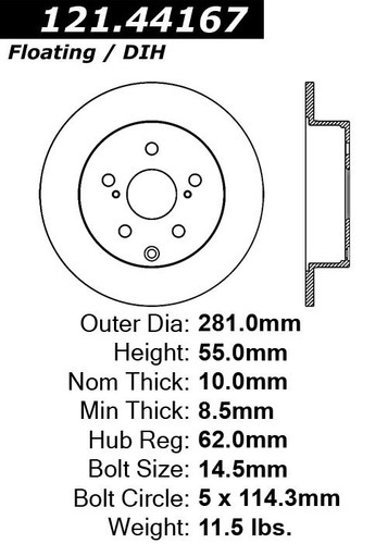 C-Tek Standard Brake Rotor for 2009-2013 Toyota/Pontiac (Matrix, Vibe) 121.44167