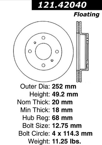 C-Tek Standard Brake Rotor for 1989-1996 Nissan (240SX) 121.42040