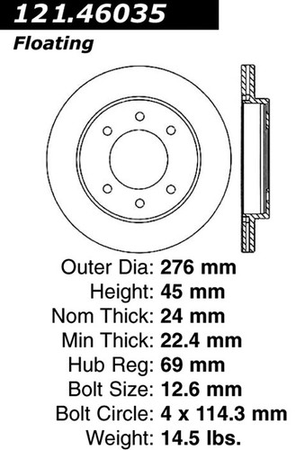C-Tek Standard Brake Rotor for 1991-1992 Mitsubishi (Galant) 121.46035