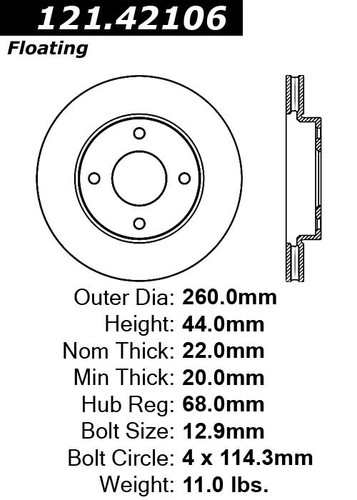 C-Tek Standard Brake Rotor for 2007-2017 Nissan (Versa, Tiida) 121.42106