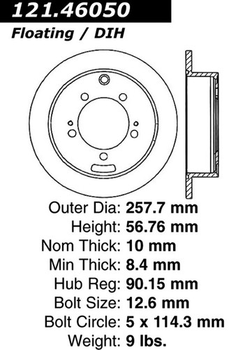 C-Tek Standard Brake Rotor for 1997-2004 Mitsubishi (Diamante) 121.46050