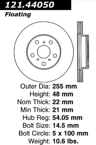 C-Tek Standard Brake Rotor for 1987 Toyota (Camry) 121.44050