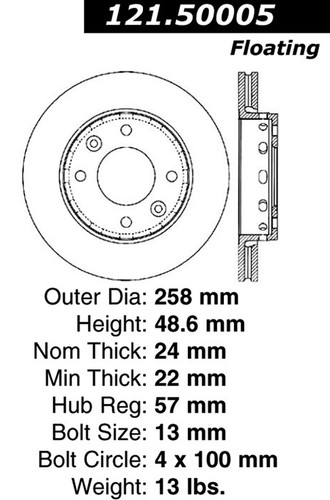 C-Tek Standard Brake Rotor for 2001-2003 Kia (Sephia, Spectra) 121.50005