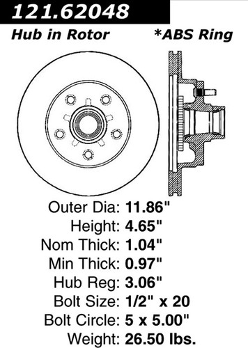 C-Tek Standard Brake Rotor for 1990 Cadillac (Brougham) 121.62048