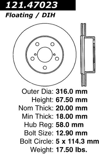 C-Tek Standard Brake Rotor for 2005-2007 Subaru (Impreza) 121.47023