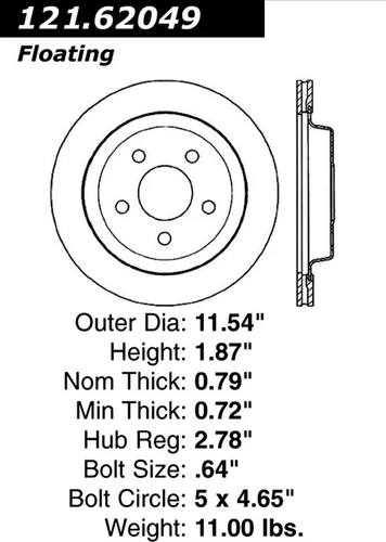 C-Tek Standard Brake Rotor for 1993-1997 Chevrolet/Pontiac (Camaro, Firebird) 121.62049