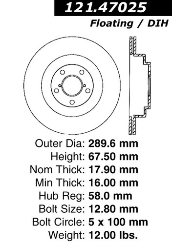 C-Tek Standard Brake Rotor for 2005-2009 Subaru (Legacy, Impreza) 121.47025