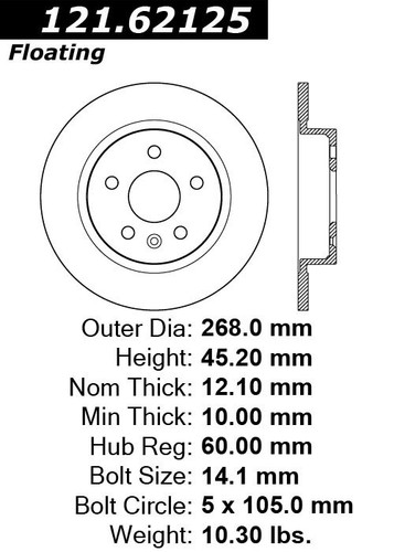 C-Tek Standard Brake Rotor for 2010-2022 Chevrolet/Buick (Cruze, Sonic, Trax, Encore) 121.62125