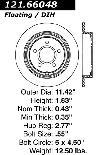 C-Tek Standard Brake Rotor for 2001-2007 Buick/Chevrolet/Oldsmobile (Rendezvous, Venture, Silhouette, Aztek) 121.66048