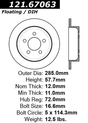 C-Tek Standard Brake Rotor for 2003-2013 Jeep (Liberty, Wrangler, TJ) 121.67063