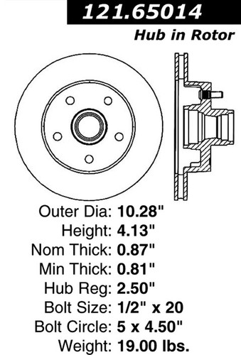 C-Tek Standard Brake Rotor for 1983-1994 Ford/Mazda (Aerostar, Ranger, B2300, B3000) 121.65014