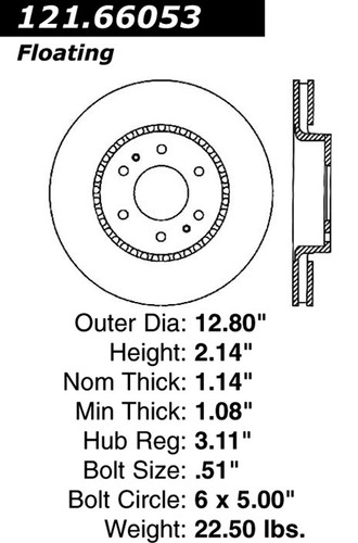 C-Tek Standard Brake Rotor for 2002-2009 Isuzu/Buick/Chevrolet (Ascender, Rainier, SSR, Envoy) 121.66053