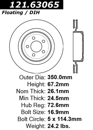 C-Tek Standard Brake Rotor for 2006-2021 Dodge/Chrysler (Charger, Magnum, 300) 121.63065