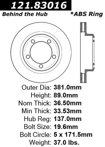C-Tek Standard Brake Rotor for 1979-2020 International/Peterbilt/Freightliner (Cargostar, 3000, 330, 335) 121.83016
