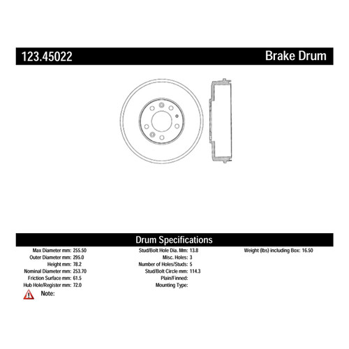 C-Tek Standard Brake Drum for 2000-2003 Mazda (MPV) 123.45022