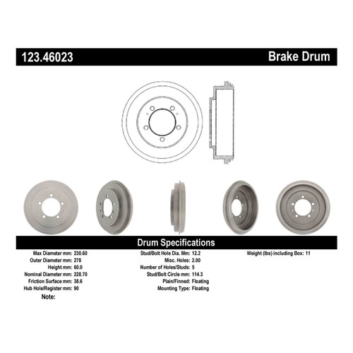 C-Tek Standard Brake Drum for 2003-2004 Mitsubishi (Outlander) 123.46023