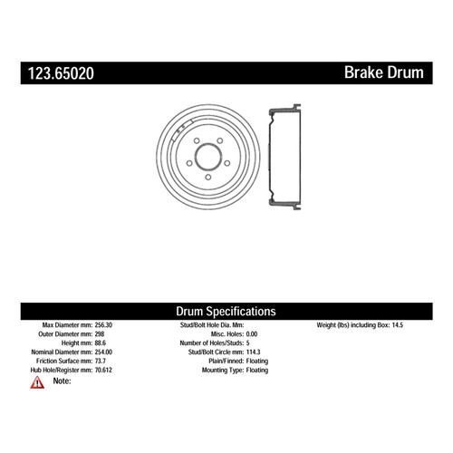 C-Tek Standard Brake Drum for 1980-1983 Ford (F-100, F-150) 123.65020