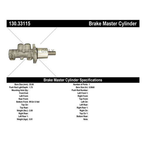 Premium Brake Master Cylinder for 1997-2003 Audi/Volkswagen (A8, A8 Quattro, A4, A4 Quattro) 130.33115