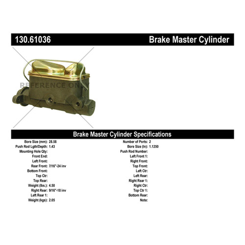 Premium Brake Master Cylinder for 1982-1986 Ford/Lincoln (Mustang, Continental, Mark VII) 130.61036