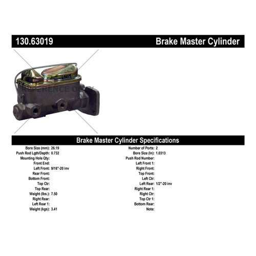 Premium Brake Master Cylinder for 1971-1977 Dodge/Plymouth (Aspen, Dart, Duster, Scamp) 130.63019