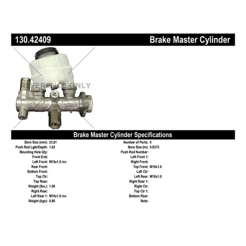 Premium Brake Master Cylinder for 1994-1999 Nissan (Maxima) 130.42409