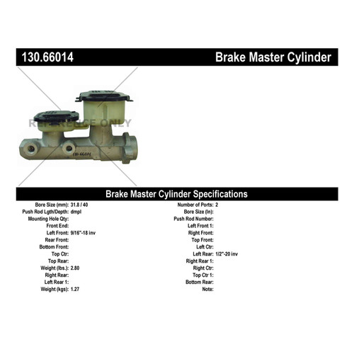 Premium Brake Master Cylinder for 1985-1995 Chevrolet/GMC (G30, P20, P30, G3500) 130.66014