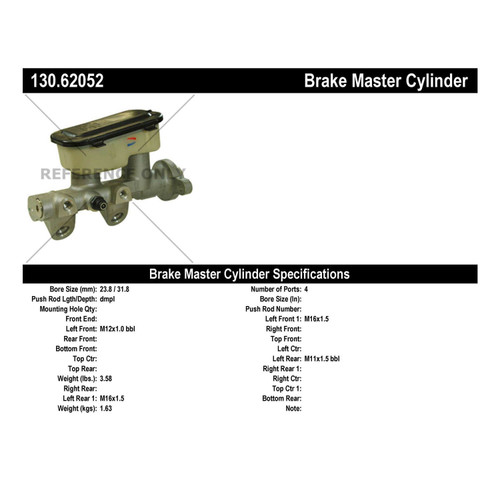 Premium Brake Master Cylinder for 1983-1986 Buick/Cadillac/Chevrolet (Century, Electra, LeSabre, DeVille) 130.62052