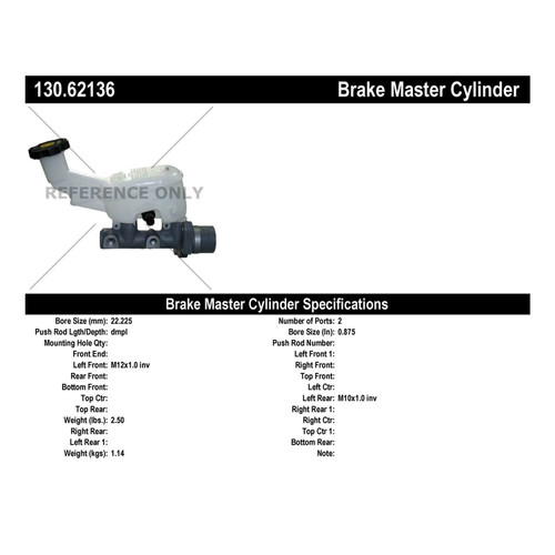 Premium Brake Master Cylinder for 2005-2008 Chevrolet/Pontiac (Cobalt, Pursuit, G5, G4) 130.62136