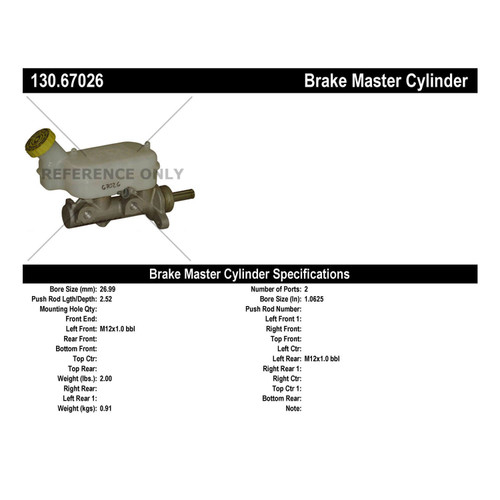 Premium Brake Master Cylinder for 2001-2002 Chrysler/Dodge (Town &amp; Country, Caravan, Grand Caravan) 130.67026