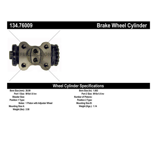 Premium Wheel Cylinder for 1987-1993 Isuzu/Chevrolet/GMC (NPR, W4500 Tiltmaster, W4500 Forward) 134.76009