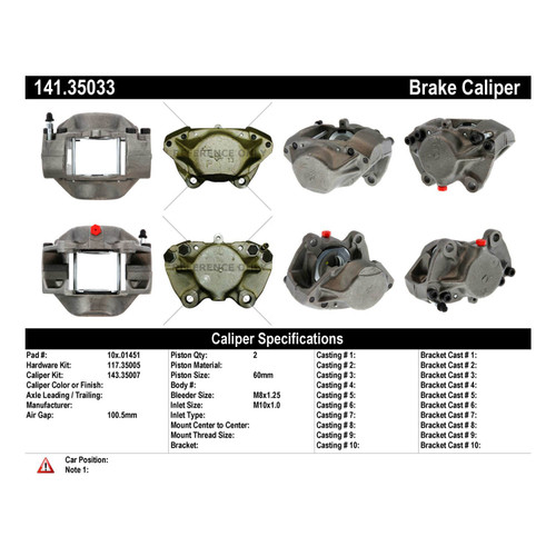 Semi-Loaded Brake Caliper for 1979-1985 Mercedes-Benz (380SL, 380SLC, 450SL, 450SLC) 141.35033