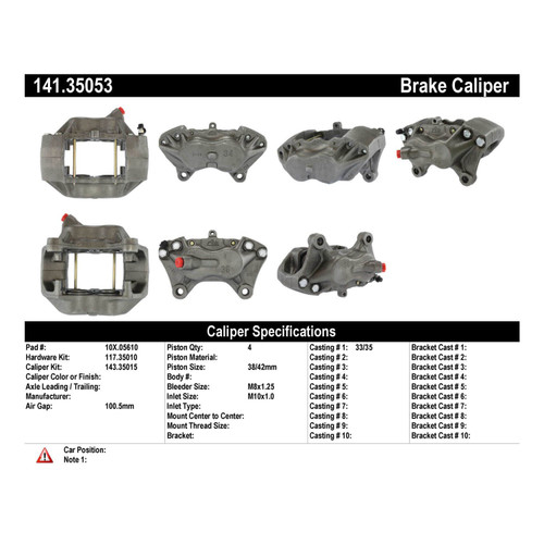 Semi-Loaded Brake Caliper for 1990-1998 Mercedes-Benz (300SL, 500SL, SL320, SL500) 141.35053