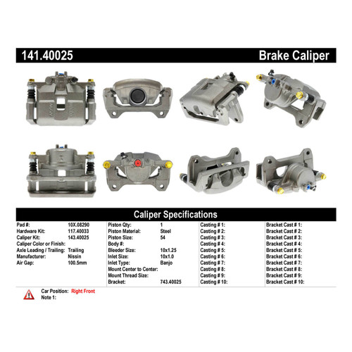 Semi-Loaded Brake Caliper for 2000-2011 Acura/Honda (RSX, S2000, Civic, CSX) 141.40025