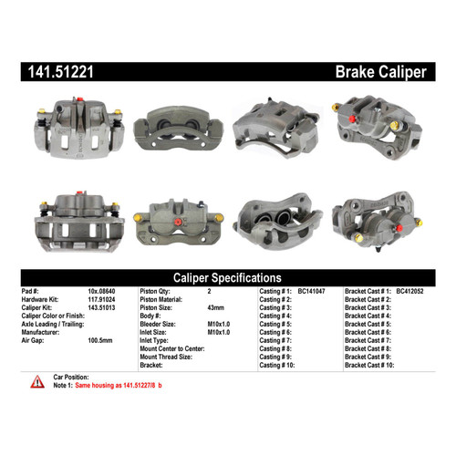 Semi-Loaded Brake Caliper for 2001-2005 Hyundai (Santa Fe) 141.51221