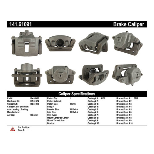 Semi-Loaded Brake Caliper for 2001-2007 Ford/Lincoln/Mercury (Taurus, Continental, Sable) 141.61091