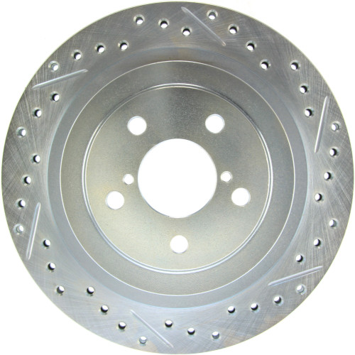 Select Sport Drilled and Slotted Brake Rotor; Rear Left for 2005-2009 Subaru (Legacy, Impreza) 227.47025L