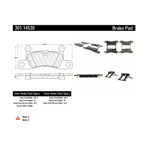 Premium Ceramic Brake Pads with Shims and Hardware for 2011-2018 Porsche/Volkswagen (Cayenne, Touareg) 301.14530