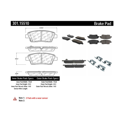 Premium Ceramic Brake Pads with Shims and Hardware for 2010-2017 Hyundai/Kia (Genesis, K900) 301.15510