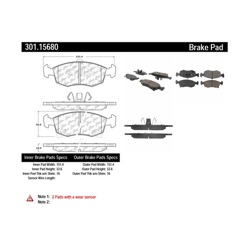 Premium Ceramic Brake Pads with Shims and Hardware for 2011-2018 Fiat/Ram (500, 700) 301.15680