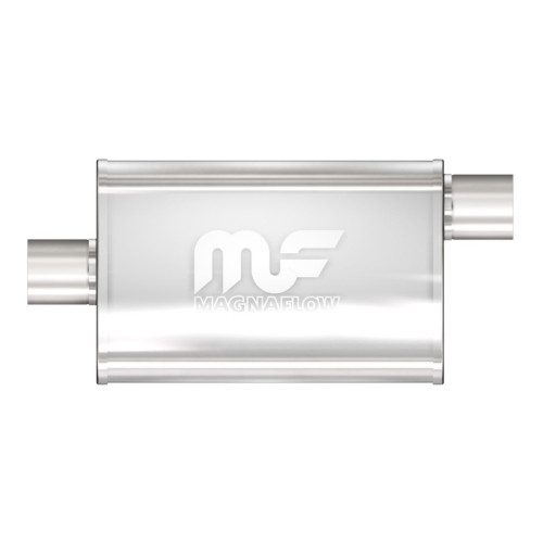 Universal Muffler - 2.5 in Offset Inlet/Center Outlet, 14 x 9 x 4 in Oval Body