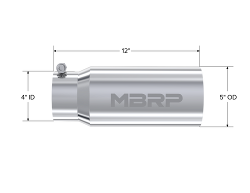 MBRP Universal Tip 5in OD Dual Wall Straight 4in Inlet