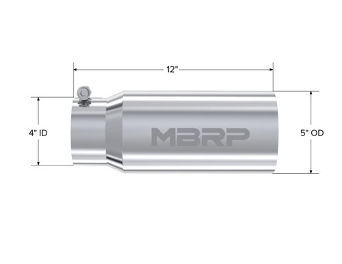 MBRP Universal Tip 5in OD Dual Wall Straight 4in Inlet
